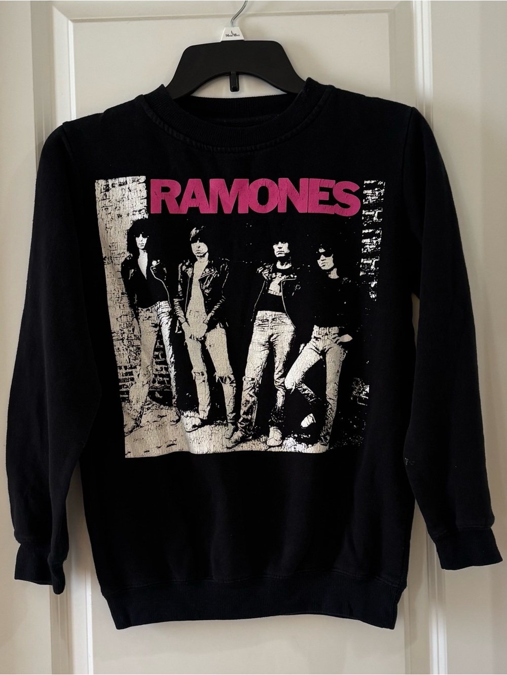 Ramones Black Graphic Crewneck Sweatshirt with Pink Logo - Picture 6 of 7